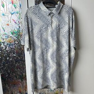 Men's Blue and White Striped Shirt adidas